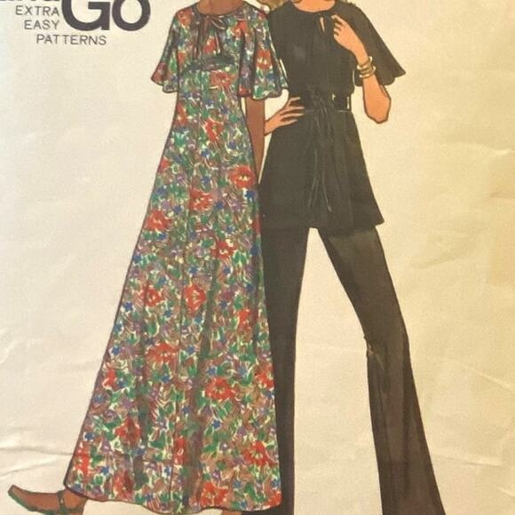 Butterick 6305 Dress Tunic Pant Pattern 10 Miss Hippie 70s Peasant Boho Long - Picture 1 of 6